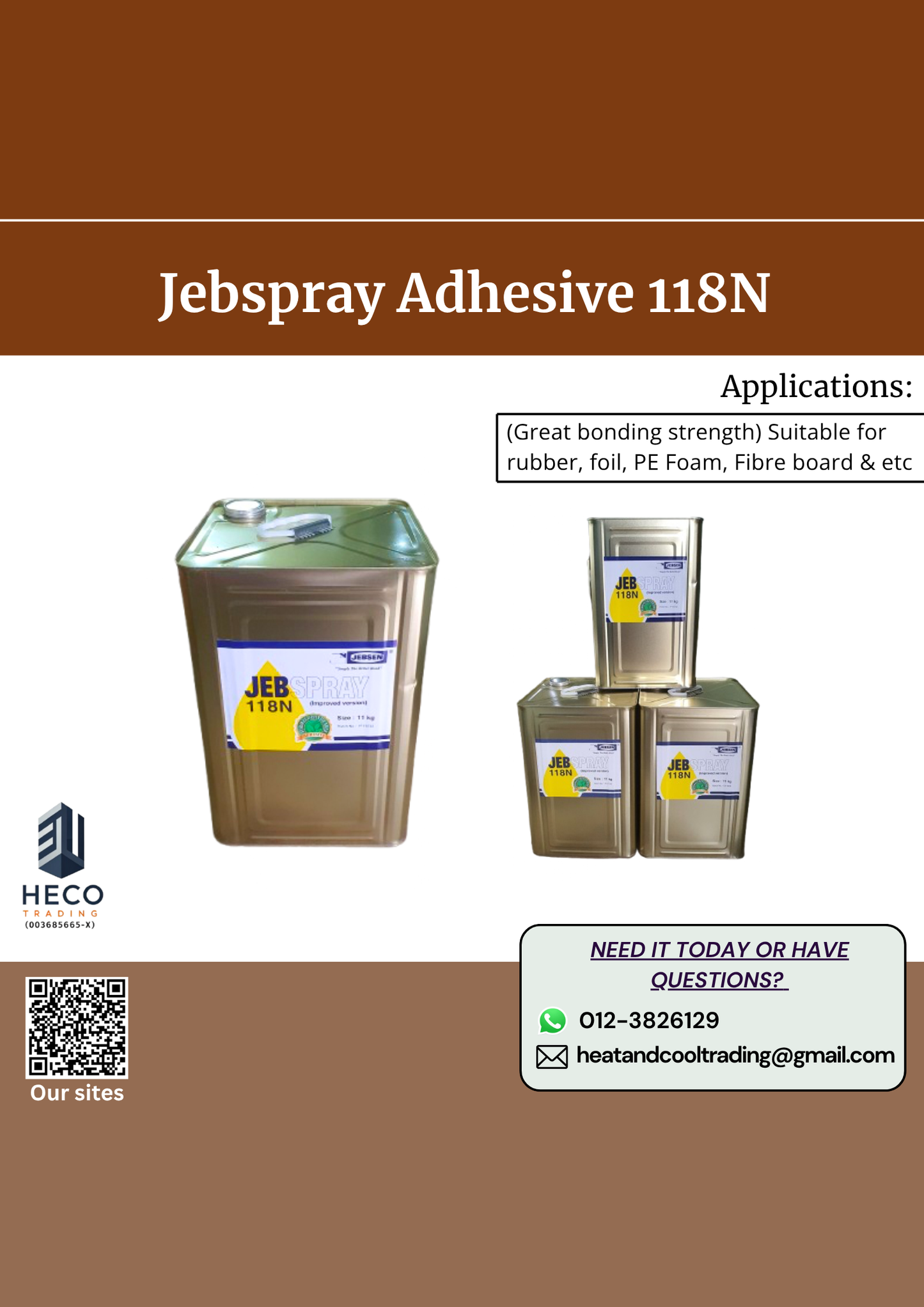 Advertisement for Jebspray Adhesive 118N with product images