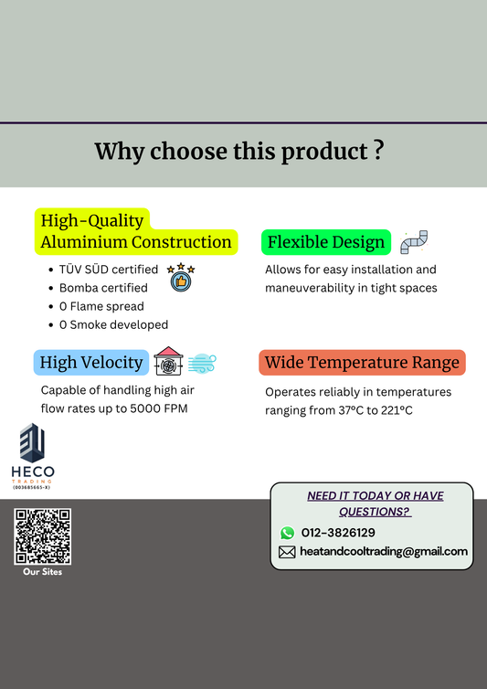Promotional graphic for semi rigid duct 3m with features and its application.