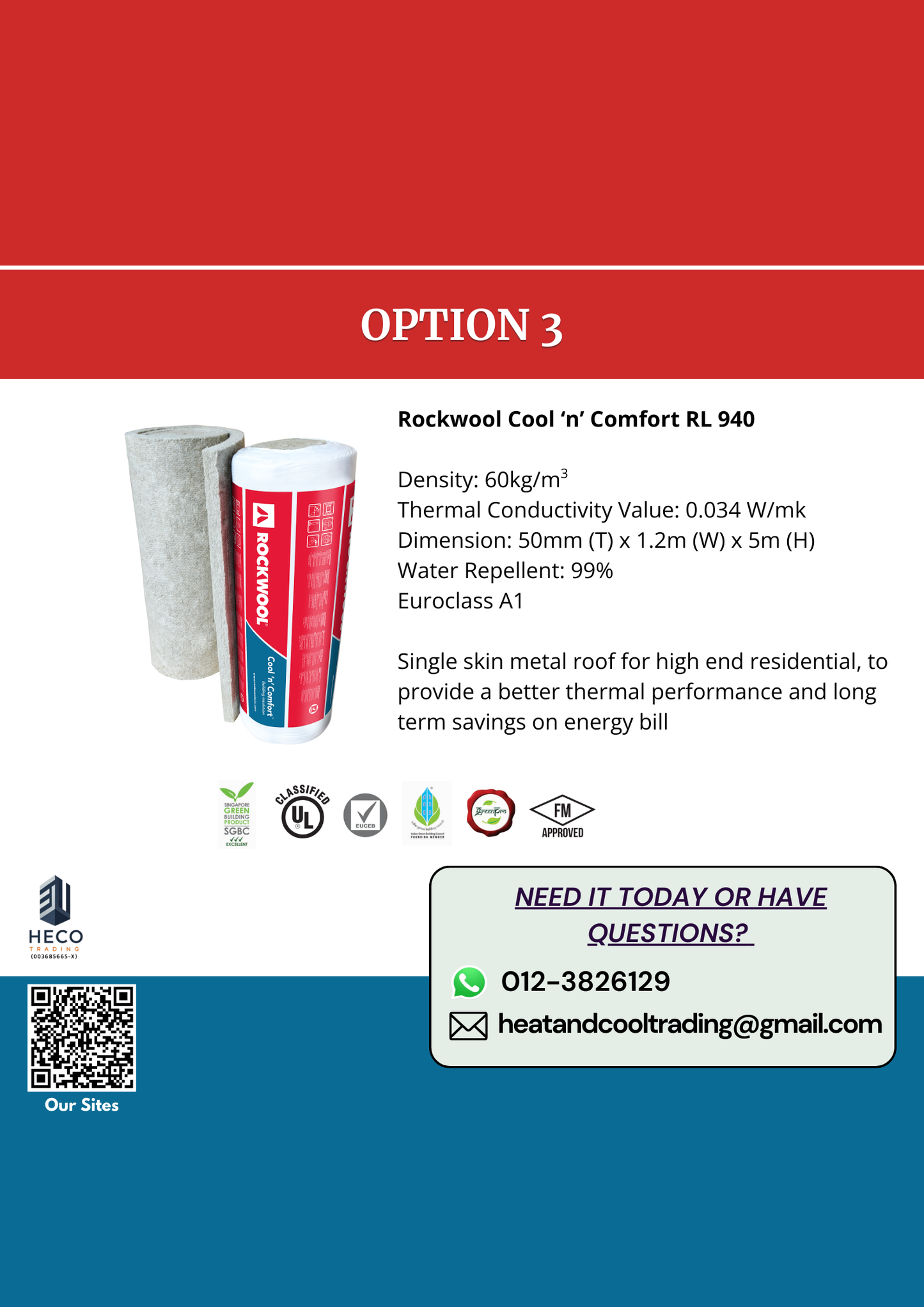 Rockwool Cool 'n' Comfort Blanket for Heat Insulation