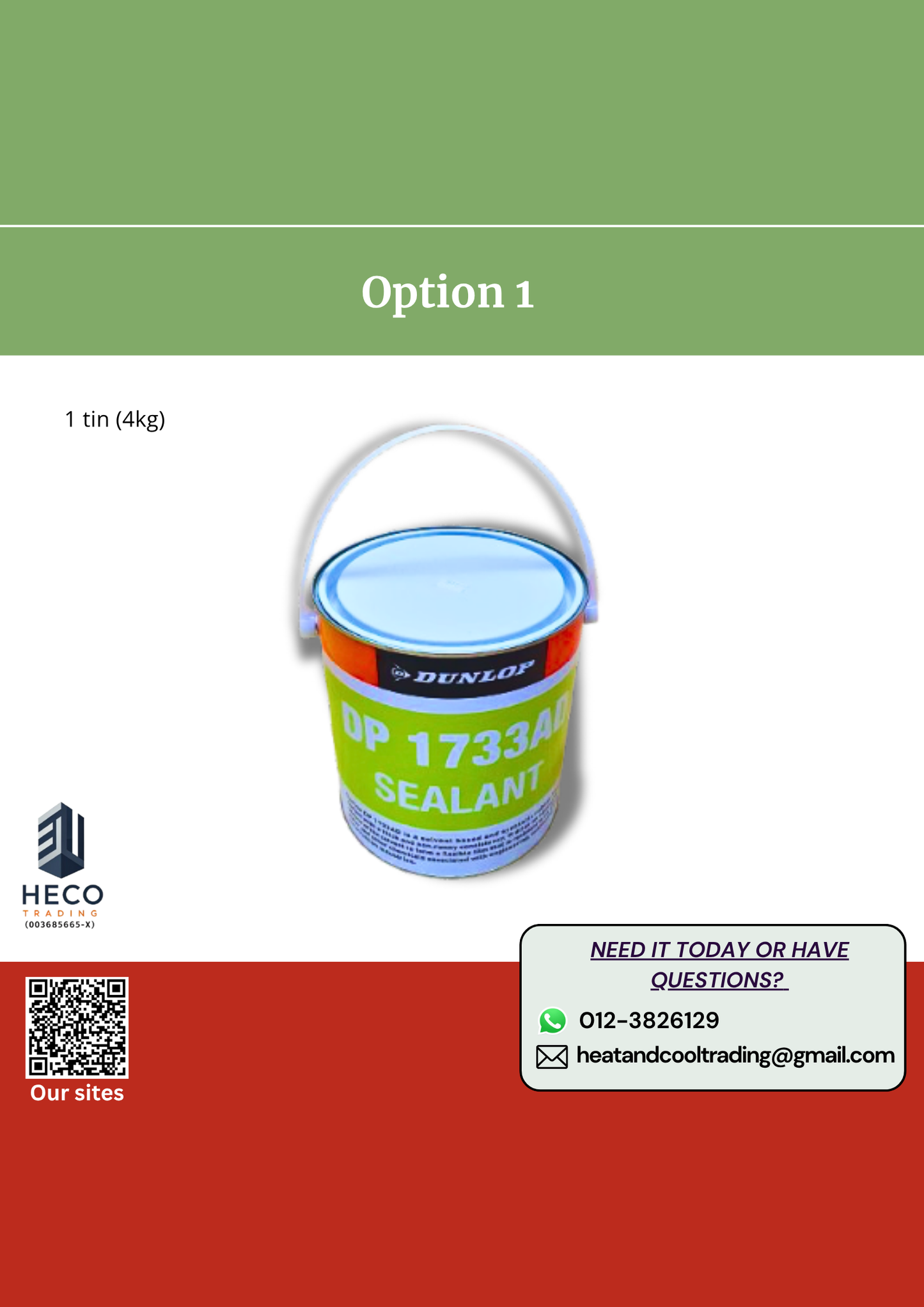 Duct Sealant Dunlop DP 1733 AD 4kg Tin