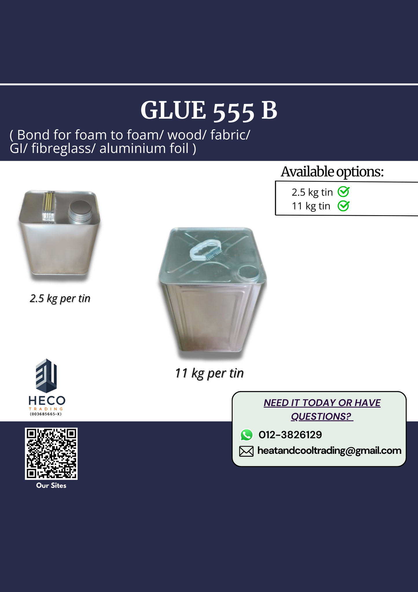 Glue 555B Adhesive Bonding for Foam to Foam/Wood/Fabric/GI/Aluminium Foil/Fibreglass
