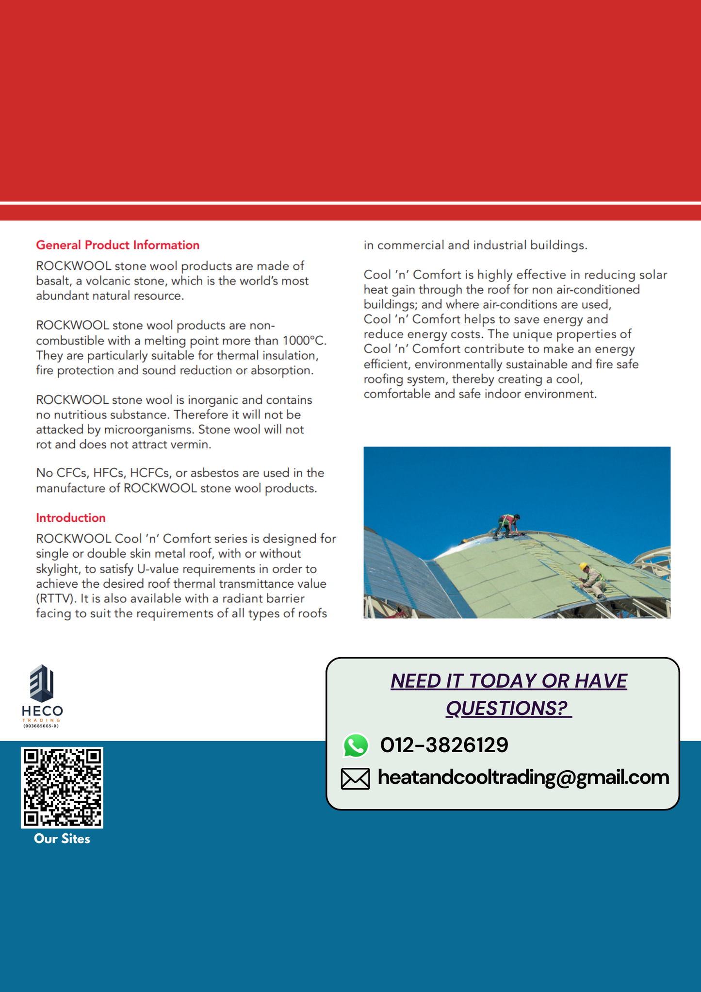 Rockwool Cool 'n' Comfort Blanket for Heat Insulation