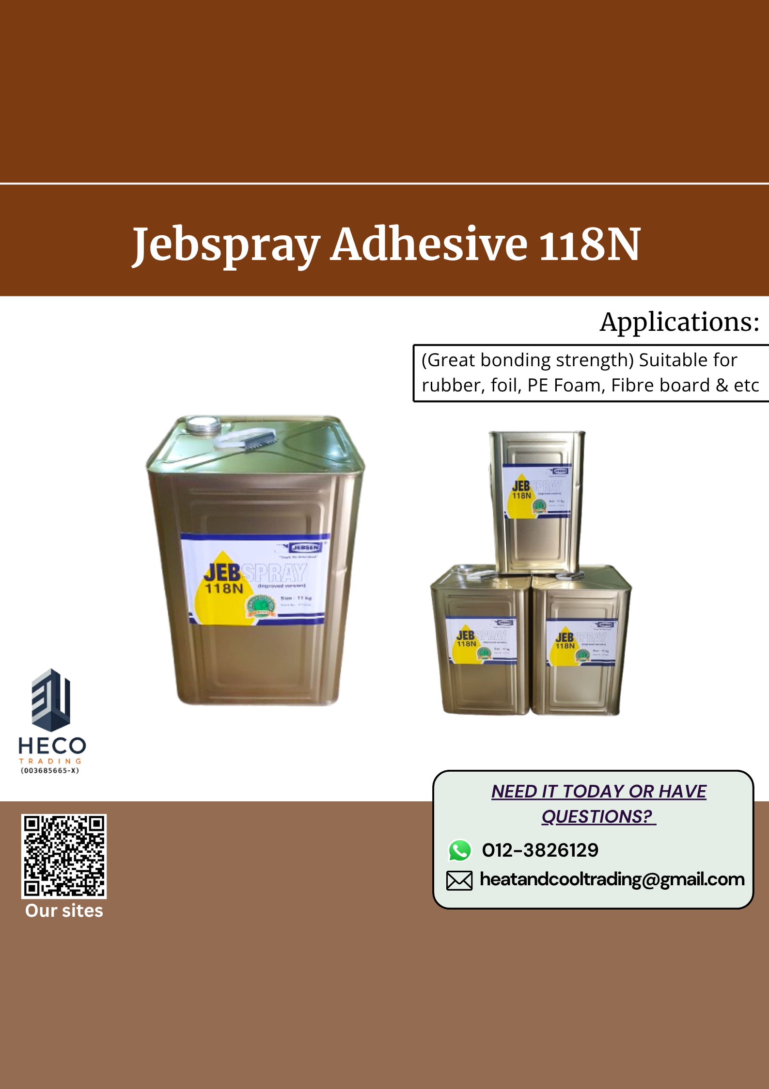 Advertisement for Jebspray Adhesive 118N with product images