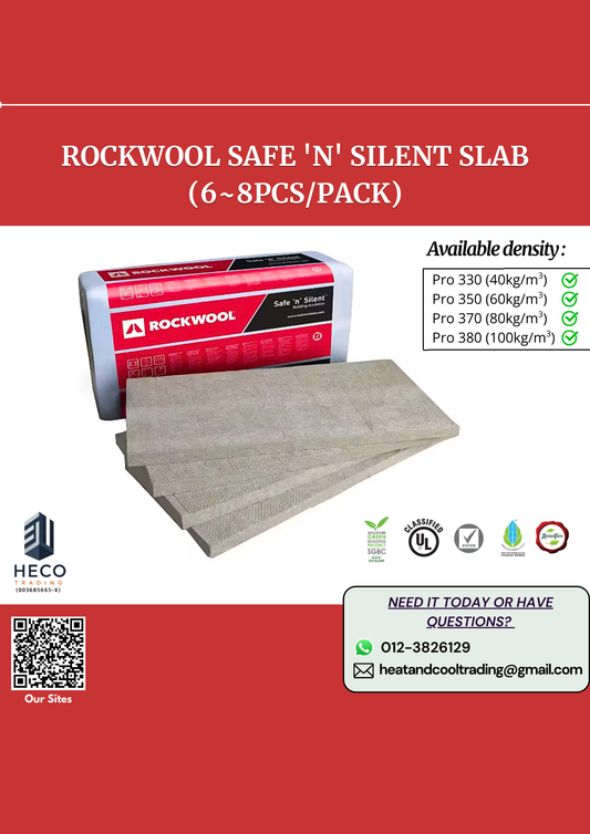 Rockwool Safe 'n' Silent Slab Rock Wool (6~8pcs/pack) Mineral Wool Wall Sound Proofing Heat Insulation